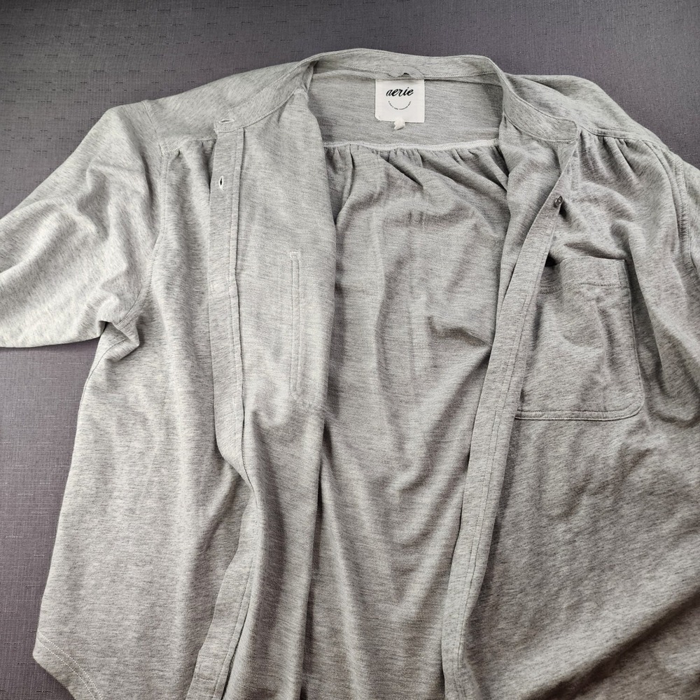 Aerie Adaptive Cardigan Magnetic Snaps Oversized XL Grey Heather Cozy Knit Top - Picture 3 of 14